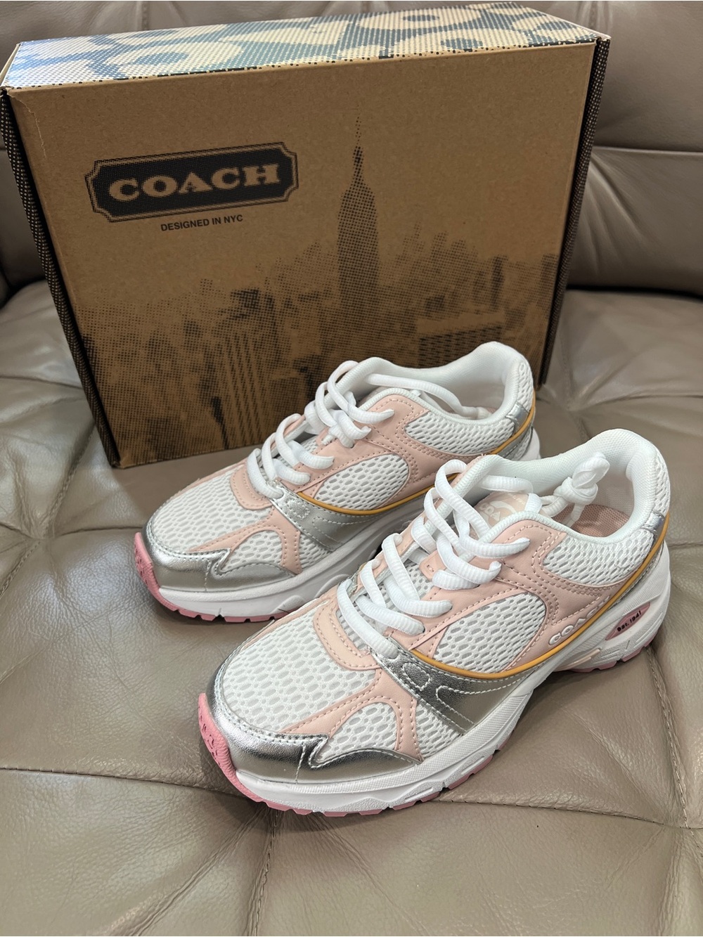 COACH Women's White & Pink -Sport Sneakers